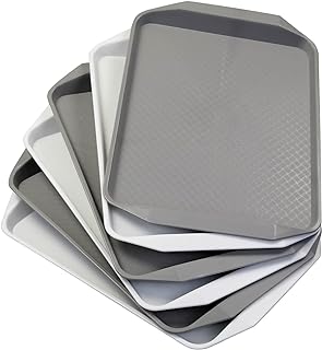 Yesdate Plastic Food Service Tray Serving Plate, Anti-Slip Fast food Tray, Set of 6