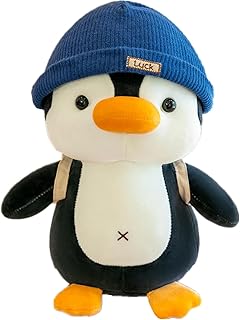 BSVOME 9 inches Penguin Stuffed Animals Soft Plush Cute Travel with Hat Backpack Doll for Boys Girls