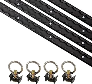 US Cargo Control L Track Tie Down System, Includes (4) USA Made 4-Foot Black Anodized Aluminum L-Track and (4) Black Singl...