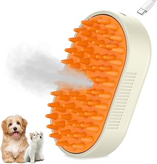 Cat Steam Brush,3 in 1 Dog Steam Brush,Steam Cat Brush,Silicone Massage Grooming Pet Steam Brush for Cats Dogs,Rechargeabl...