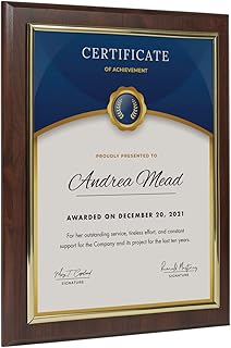 10.5 x 13" Certificate Display Plaque - Offered in Coated Cherry Wood with an 8.5 x 11" Gold Frame - Slide in Your Diplom...