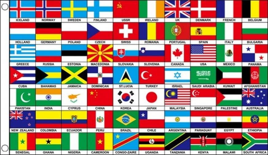 Flags Of The World Classroom Reference Chart National Countries Country ...