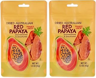 Generic Dried Red Papaya Unsweetened & Unsulfured by Trader Joes 1.5 oz (43g) – Pack of 2, Small