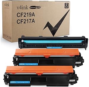 V4INK 3PK Compatible Replacement for HP 17A 19A CF217A Toner Cartridge CF219A Drum Black Ink Set for HP Laserjet Pro MFP M130fw M130nw M130fn M130a M102w M102a M130 M102 Printer – 1xDrum + 2xToners