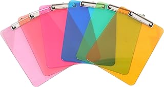 Amazon Basics Colorful, Sturdy, Lightweight Plastic Clipboards, Pack of 6, Letter Size, Assorted Colors