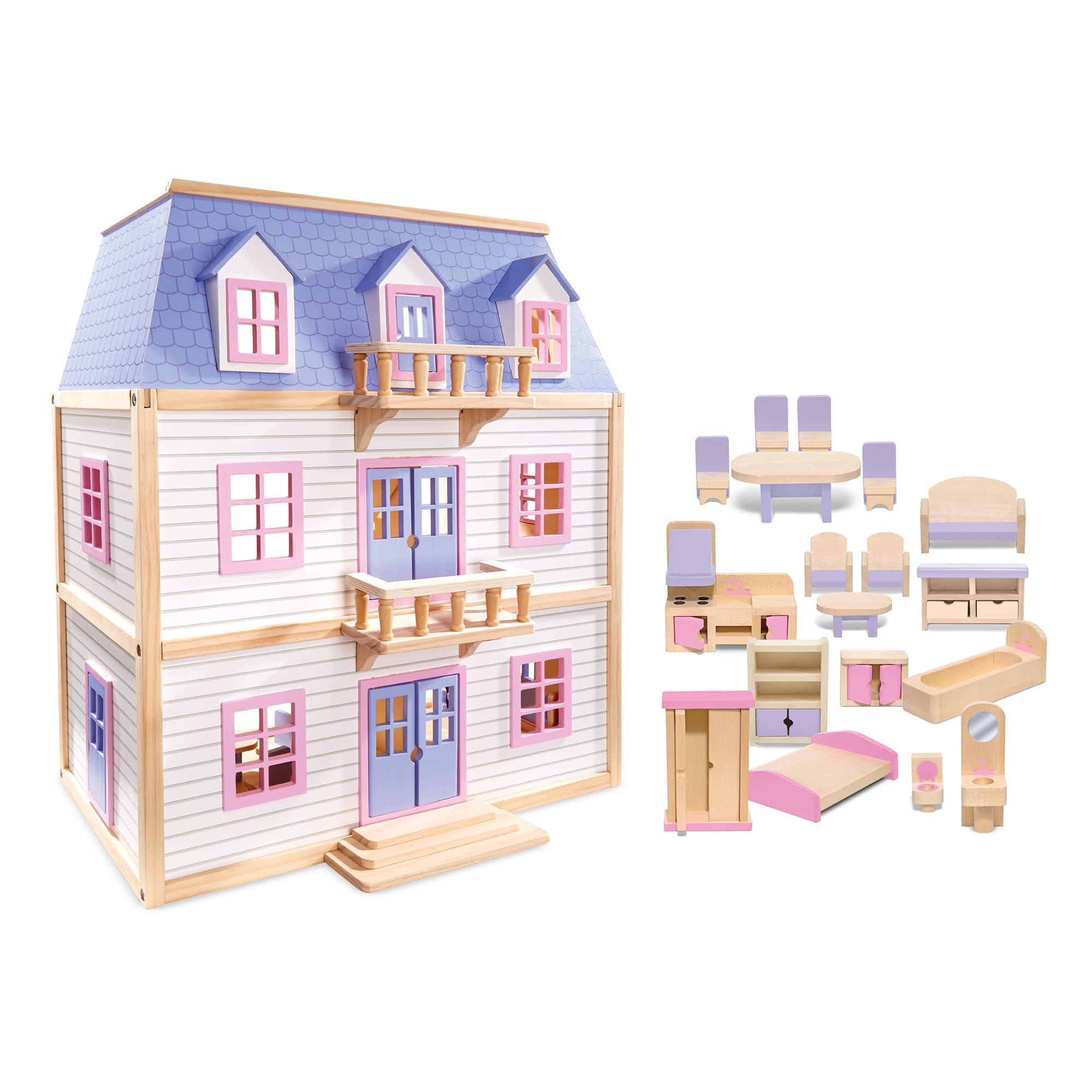 Melissa & Doug Wooden Multi-Level Dollhouse