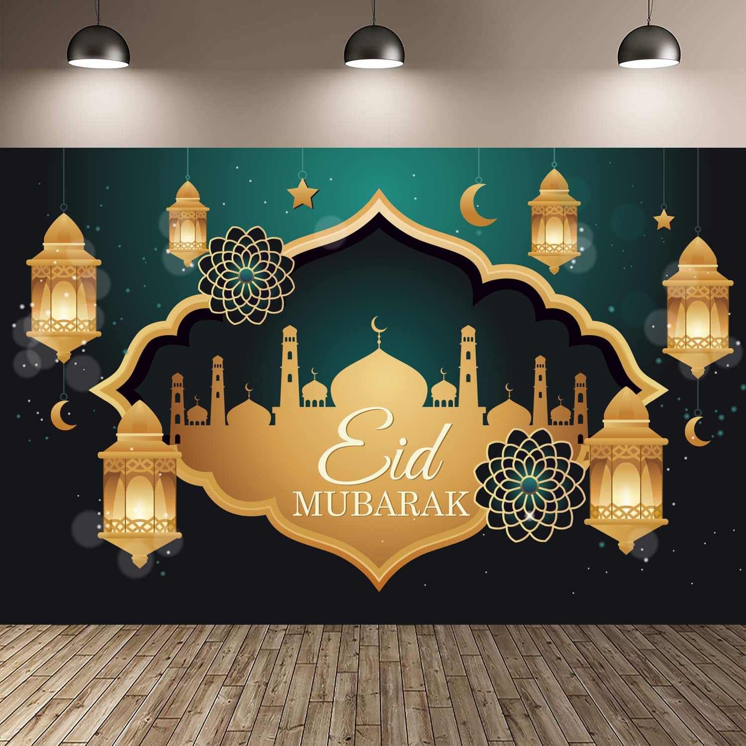 : Eid Mubarak Banner Backdrop Decorations - Large Muslim Ramadan  Mubarak Background Banner Photo Booth Backdrop Eid Mubarak Party Supplies :  Home & Kitchen