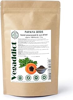 100% Natural Sun Dried Papaya Seeds | High Papain & Carpain (digestive enzymes) Content | No Additives | Vegan | Laborator...