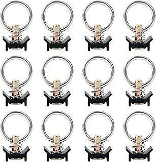 lukar 12 Pack L Track Tie Down O Ring L Track Accessories Black L Track Single Stud Fitting with Round Ring, 4000LBS Capacity