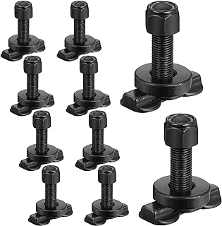 Therwen 10 Pcs L Track Double Lug Threaded Stud Nut Fitting Tie Down Bearing 5500 LBS Using with L Track Rail to Create He...