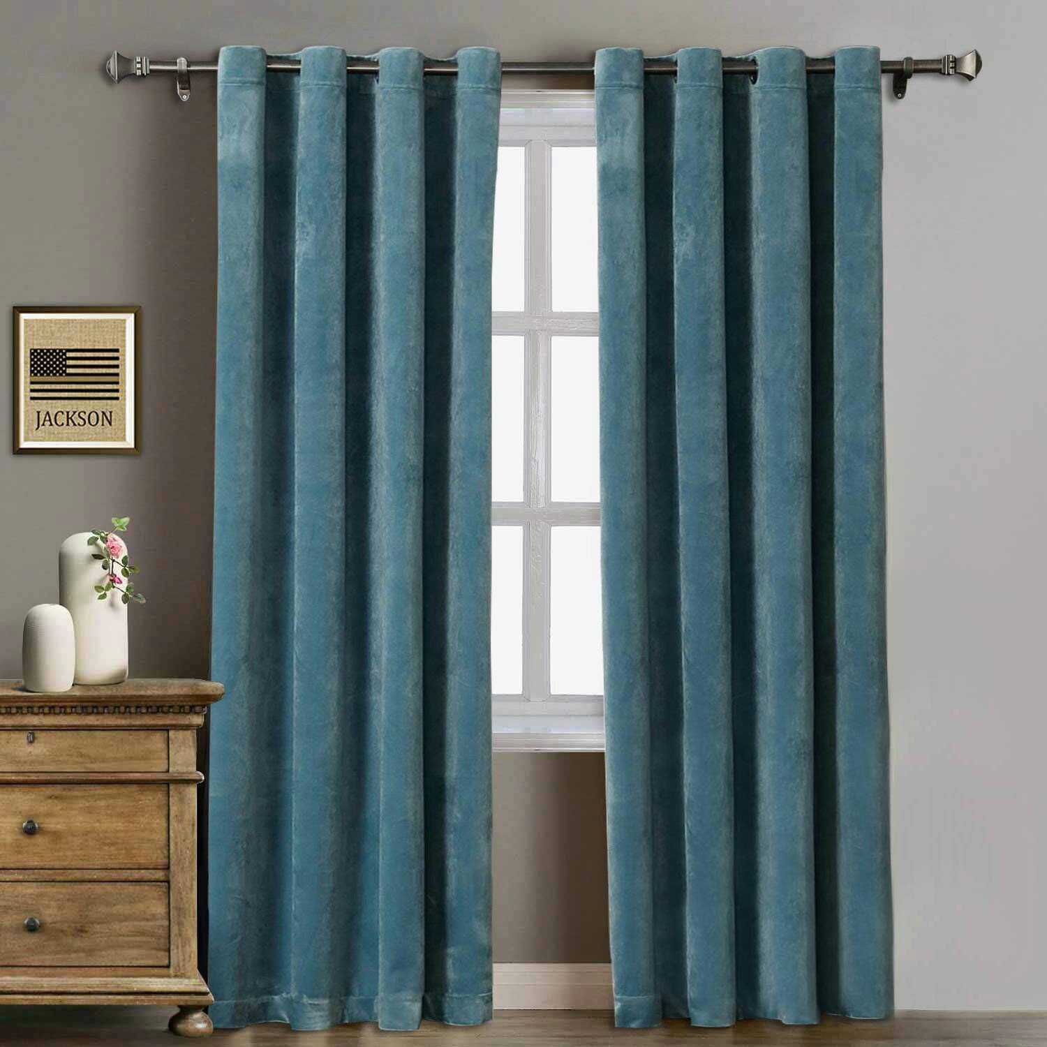 Dark teal velvet curtains