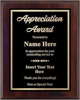 Custom Plaque for Appreciation - Personalized Engraved Award - Choose Your Size, Customize Now! (7x9)