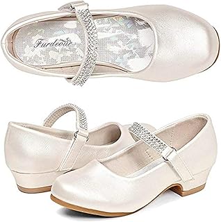 Furdeour Girl's Toddler/Little Kid/Big Kid Mary Jane Ballerina Heeled Shoes