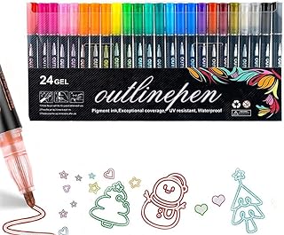 Dreamy Sparkle Dual-Line Contour Pen,Coloring Lightstick Graffiti Highlighter Pens,Dual Tip Brush Pens,Vibrant Paint Marke...