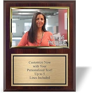 Personalized 8x10 Photo Plaque with 4x6 Horizontal Picture Holder - Add Your Photo for Team Award for Coach or Employee Ap...