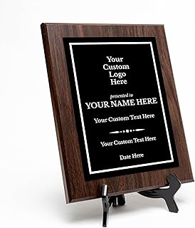 Custom Logo Wooden Award Plaque | Easel Mount Option | Upload Your Logo | Recognition of Achievement and Service Personali...