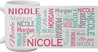 Let's Make Memories Personalised Your Name Signature Mug - Custom 443.6 ml Coffee Mug - for Him - for Her - Pink/Teal