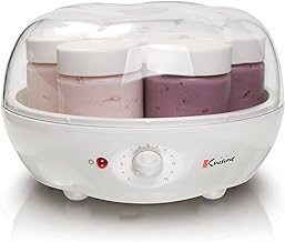 Euro Cuisine YM100 Automatic Yogurt Maker with 7 - 6oz Glass Jars & 15 Hour Timer, Electric Yogurt Maker with Auto Shut Of...