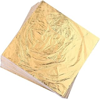 Homepal 100pcs Imitation Gold Leaf for Arts, Gilding Crafting, Painting, Furniture Decoration, Imitation Gold Foil Sheets ...