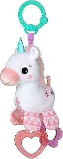 Bright Starts Unicorn Sparkle & Shine Plush Take-Along Stroller or Carrier Toy, Ages 0 Month+, Pink