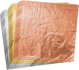 Paxcoo 300 Gold Leaf Sheets for Resin, Gold Foil Flakes Metallic Leaf for Resin Jewelry Making, Nail Art, Slime, and Gildi...