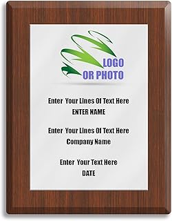 Personalized Award Plaque - Full Color Printing - Add Your Own Photos Logos and Text - 5 Sizes - 3 Frame Types - Silver or...