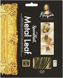 Speedball Mona Lisa Composition Gold Metal Leaf Sheets, Metal Leafing Sheets Made Of Copper, Zinc - 25 Pack