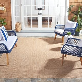 SAFAVIEH Courtyard Collection Area Rug - 10' x 14', Natural & Cream, Indoor/Outdoor & Washable, Ideal for Patio, Backyard,...