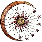 Deco 79 Metal Sun and Moon Home Wall Decor Indoor Outdoor Wall Sculpture with Stars, Wall Art 36" x 1" x 36", Copper