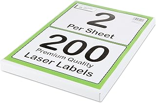 [200 Labels] Self Adhesive White Sticky Printer Labels for A4 Printer 2 per Sheet | A5 Sticky Printer 2 per A4 Sheet Addre...