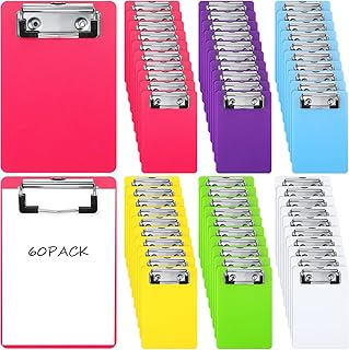 60 Pack Mini Clipboards 4 x 6 Inch Memo Small Clipboards Plastic Check Presenters for Restaurants Pocket Cute Clipboard wi...