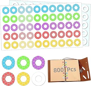 Hole Punch Reinforcement Paper Ring Labels Stickers, Colorful Hole Punch Reinforcement Sticker Labels, Tear Resistant Plas...