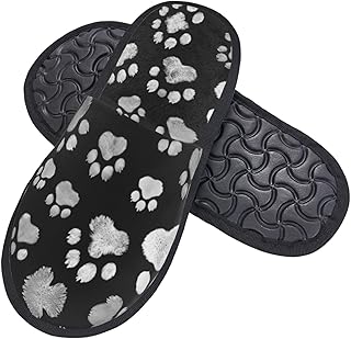 MINDBBDFJ Bear Paw Print Furry Slippers For Women Men Memory Foam Slippers Winter Plush House Slippers ﻿ ﻿