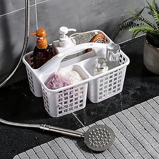 ALINK Plastic Shower Caddy Basket with Compartments, Portable Divided Cleaning Supply Storage Organizer with Handle for Co...