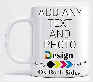 EKAM Personalised Mug Text Photo Printed Design Logo Customised Gift Cup Tea Coffee Mug for Any Occasion add Text, Logo, a...