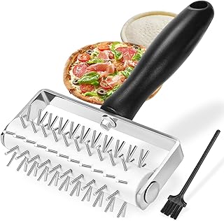 Ecavria Pizza Dough Docker, Premium Dough Roller with Stainless Steel Spikes, Sturdy Pizza Docking Tool that Prevents Doug...