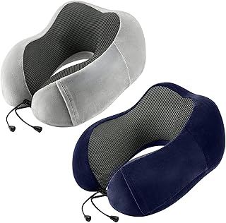 urnexttour Travel Pillow for Airplane-2 Pack Memory Foam Neck Pillows, Soft & Support Travel Essentials for Travelling, Sl...