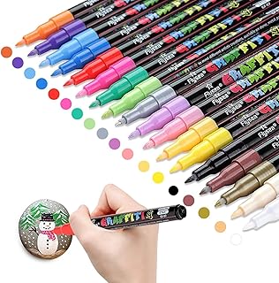 AivaToba Acrylic Paint Pens for Rock Painting Kit, Glass,Craft,Ceramic, Stone,Fabric,Wood, 18 Colors Permanent Marker Pen,...