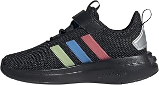 adidas Racer TR23 Elastic Lace Sneaker, Black/Silver Metallic/Black, 5 US Unisex Big Kid