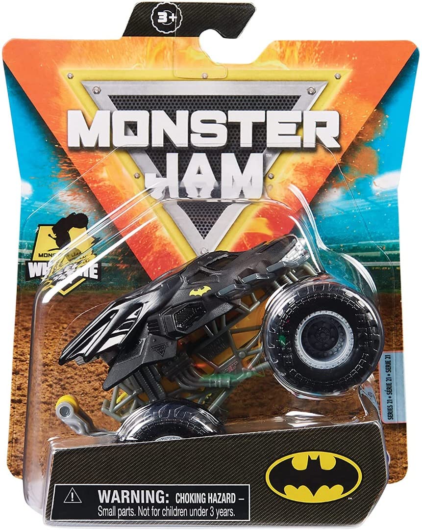 : Monster Jam 2021 Spin Master 1:64 Diecast Monster Truck with  Wheelie Bar: Heroes and Villains Batman : Toys & Games