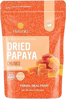 Dried Papaya Chunks, 1 Pound. Dried Papaya Fresh, Paw Paw Tree Diced Papaya Fruit, Lightly Sweetened. All Natural, Non-GM...