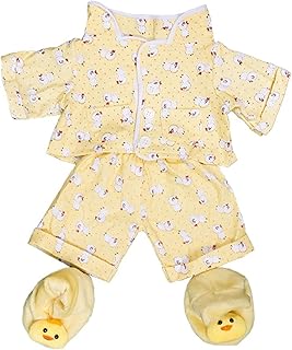 Yellow Chicken Pajamas with Slippers Teddy Bear Clothes Outfit Fits Most 8 -10 Build-A-Bear, Vermont Teddy Bear, and Make ...