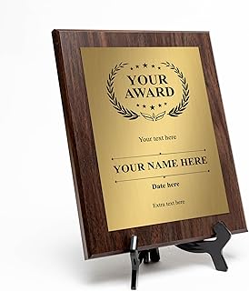 Signs ByLITA Customizable Wooden Plaque Award | Easel Mount Option | Recognition Gift for winners of awards, certificates ...