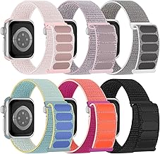 6 Pack Sport Nylon Loop Band Compatible with Apple Watch Bands 38mm 40mm 41mm 42mm 44mm 45mm 46mm 49mm for Women Men, Adju...