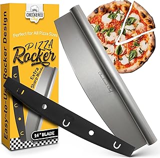 Checkered Chef Pizza Cutter Rocker Blade 14" - Sharp Stainless Steel Rocker Knife with Plastic Blade Sheath, Dishwasher Sa...