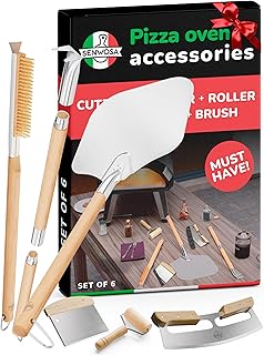 Premium Pizza Oven Accessories Kit - 6-Piece Set for Home Pizza Making: Includes Pizza Peel, Oven Brush, Bubble Popper Tur...