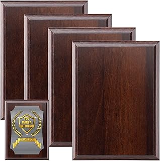 Memorywuu 4 Pcs DIY Blank Award Plaque Personalized Engraved Plaques Wooden Trophy Gift Plaques for Thank You, Photo, Scho...