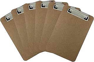 Trade Quest Memo Size 6'' x 9'' Clipboard Low Profile Clip Hardboard (Pack of 6)