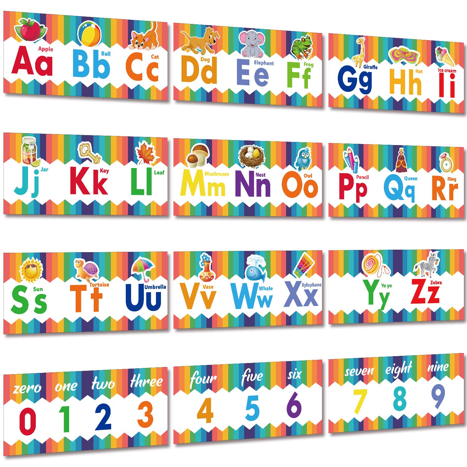 Buy 12 Pieces Educational Preschool s Alphabet Number Classroom Wall ...