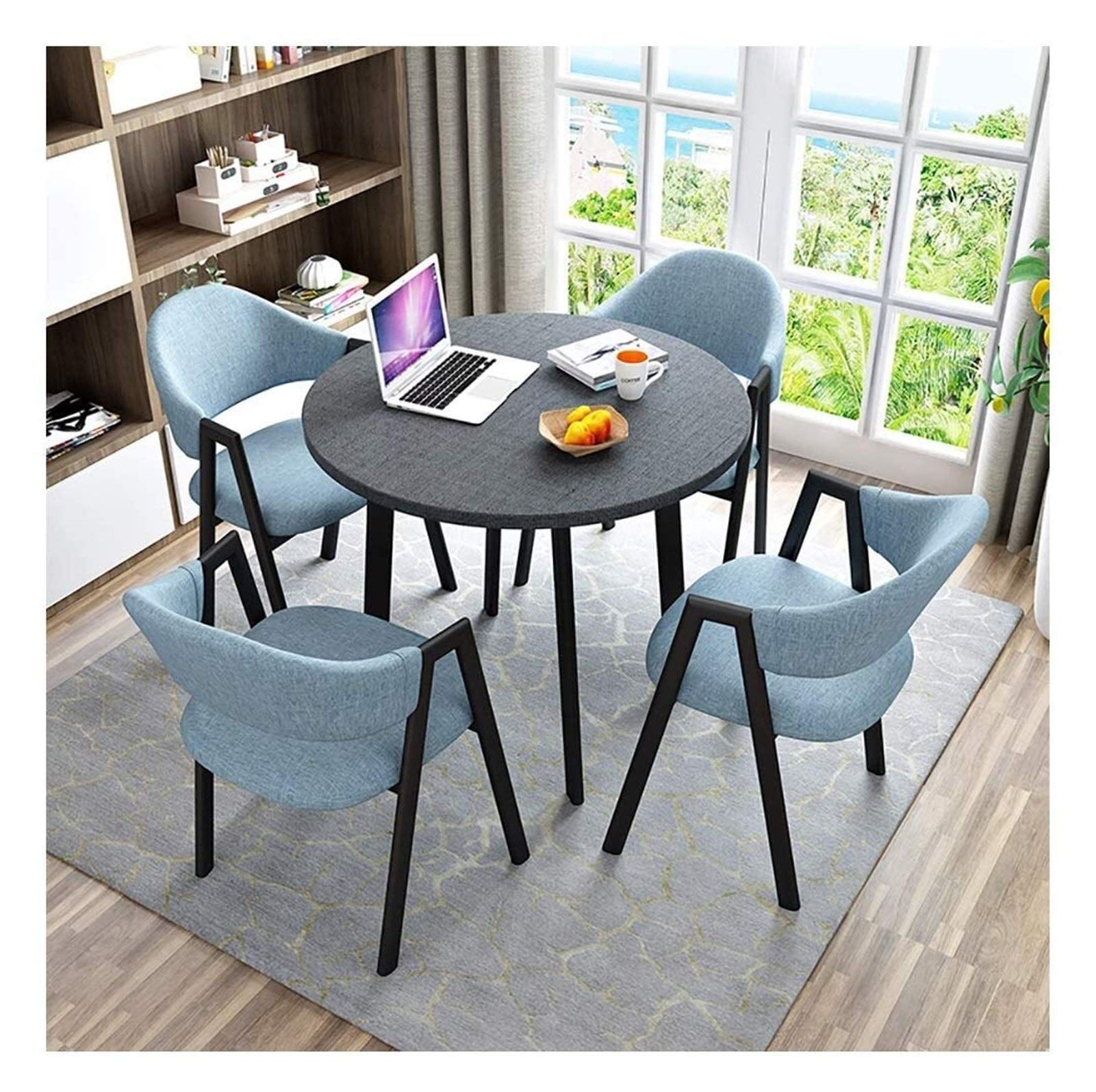 : Juego de 4 mesas y sillas para cafetería, mesa de negociación de  oficina, escritorio y silla combinada, mesa de comedor y silla, moderno y  minimalista, para sala de estar, cocina, mesa